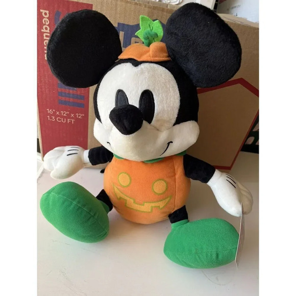 Vintage MICKEY MOUSE Pumpkin Plush by SEGA & Disney W/ Original Tag - Picture 1 of 5